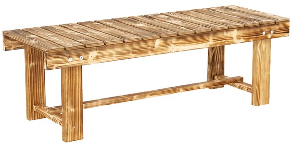 Outsunny Zahradní Lavice, Dvousedadlová Dřevěná Lavice, Zahradní Nábytek, Rustikální Lavice, Masivní Dřevo, Tmavě Hnědá, 110 x 38 x 35 cm | Aosom