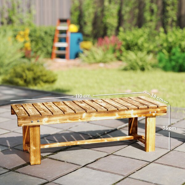 Outsunny Zahradní Lavice, Dvousedadlová Dřevěná Lavice, Zahradní Nábytek, Rustikální Lavice, Masivní Dřevo, Tmavě Hnědá, 110 x 38 x 35 cm | Aosom