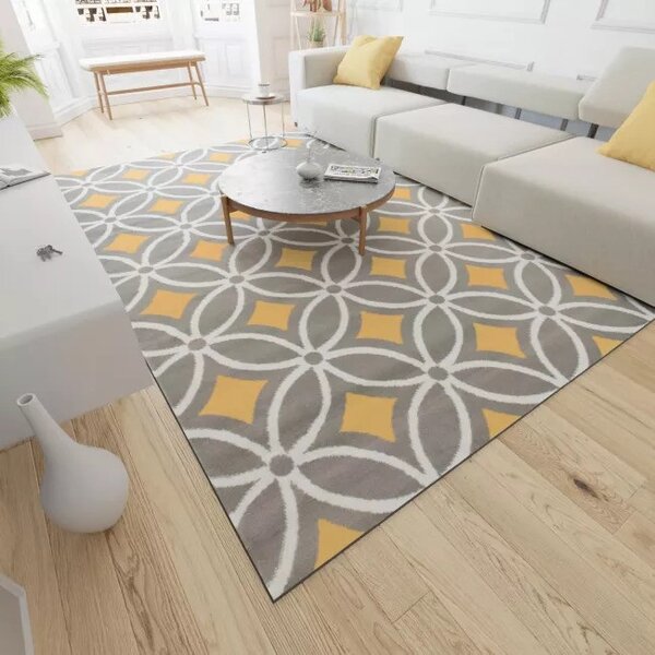 Makro Abra Kusový koberec moderní MAYA Z898A šedý žlutý Rozměr: 130x190 cm