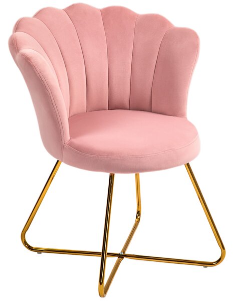 Křeslo HOMCOM s opěrkami, kovové nohy, relaxační křeslo s lotusovým designem opěradla, vzhled sametu, čalouněné křeslo do obývacího pokoje, ložnice Rů