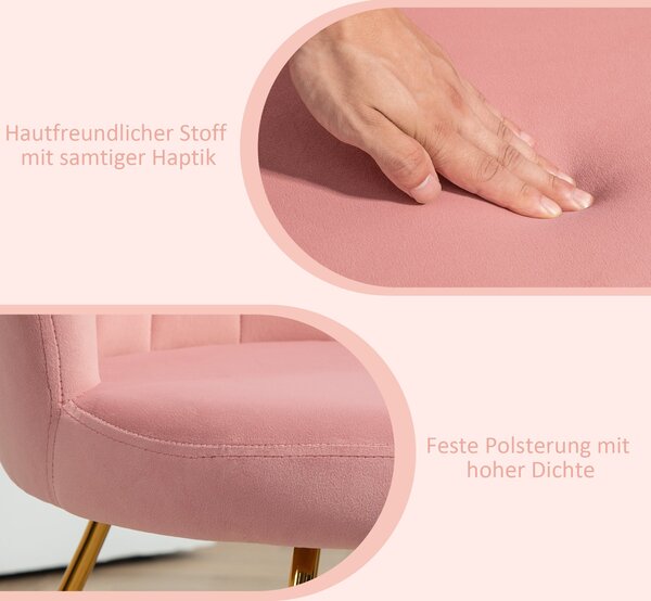 Křeslo HOMCOM s opěrkami, kovové nohy, relaxační křeslo s lotusovým designem opěradla, vzhled sametu, čalouněné křeslo do obývacího pokoje, ložnice Rů