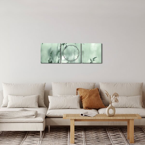 Obraz - Zelená louka (s hodinami) (90x30 cm)