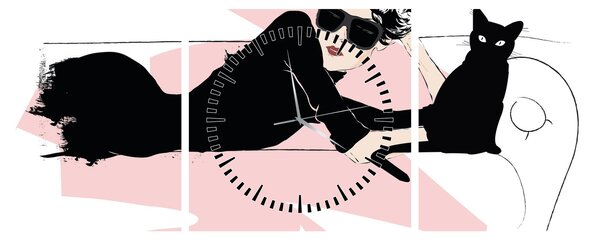 Obraz - Fashion lady (s hodinami) (90x30 cm)