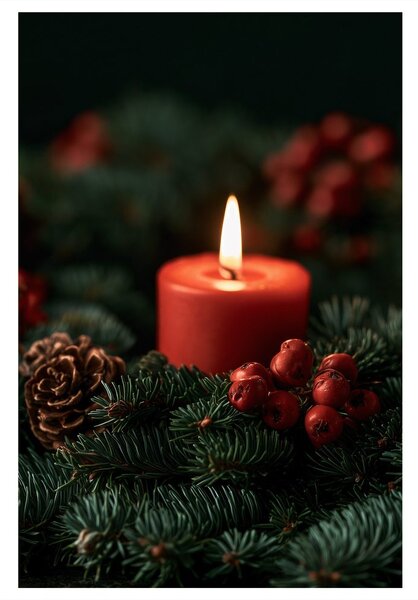 Obraz adventní světlo mezi šiškami