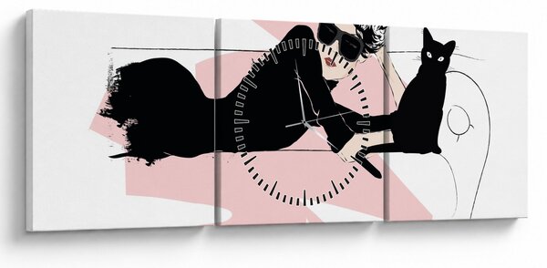 Obraz - Fashion lady (s hodinami) (90x30 cm)