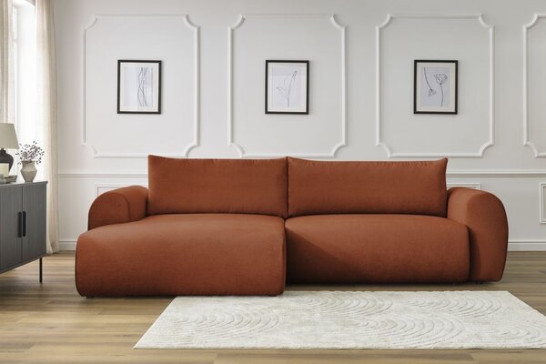 -25 % Dny MOMENTI– Bobochic Paris Terakotově oranžová rozkládací pohovka Lucien 314 cm, levá