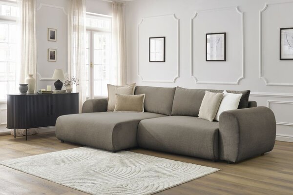-25 % Dny MOMENTI– Bobochic Paris Hnědá rozkládací pohovka Lucien 314 cm, levá
