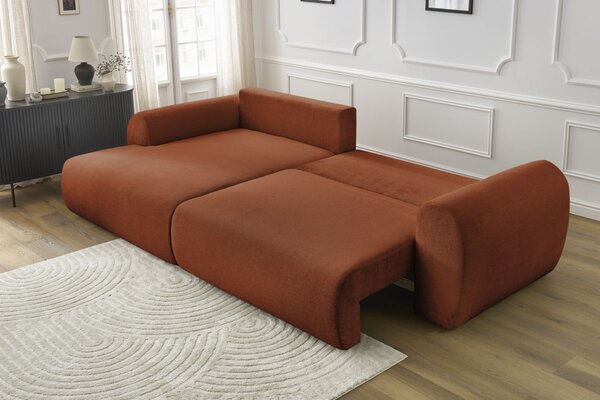 -25 % Dny MOMENTI– Bobochic Paris Terakotově oranžová rozkládací pohovka Lucien 314 cm, levá