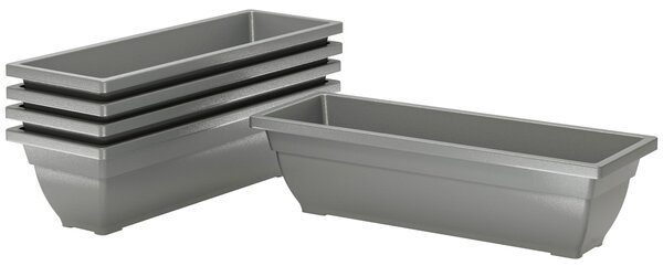Sada plastových květináčů Outsunny 5 ks, 59 x 21 x 16 cm, stohovatelné květináče, odolné vůči povětrnostním podmínkám, květináče pro vnitřní i venkovn