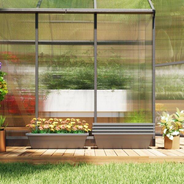 Sada plastových květináčů Outsunny 5 ks, 59 x 21 x 16 cm, stohovatelné květináče, odolné vůči povětrnostním podmínkám, květináče pro vnitřní i venkovn