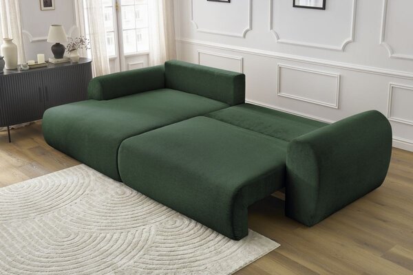 -25 % Dny MOMENTI– Bobochic Paris Zelená rozkládací pohovka Lucien 314 cm, levá