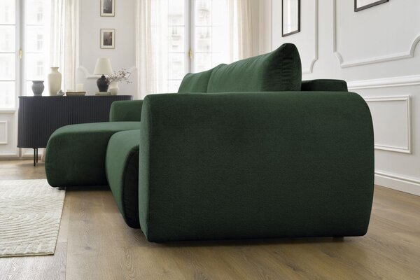 -25 % Dny MOMENTI– Bobochic Paris Zelená rozkládací pohovka Lucien 314 cm, levá
