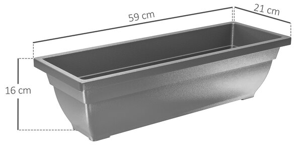 Sada plastových květináčů Outsunny 5 ks, 59 x 21 x 16 cm, stohovatelné květináče, odolné vůči povětrnostním podmínkám, květináče pro vnitřní i venkovn