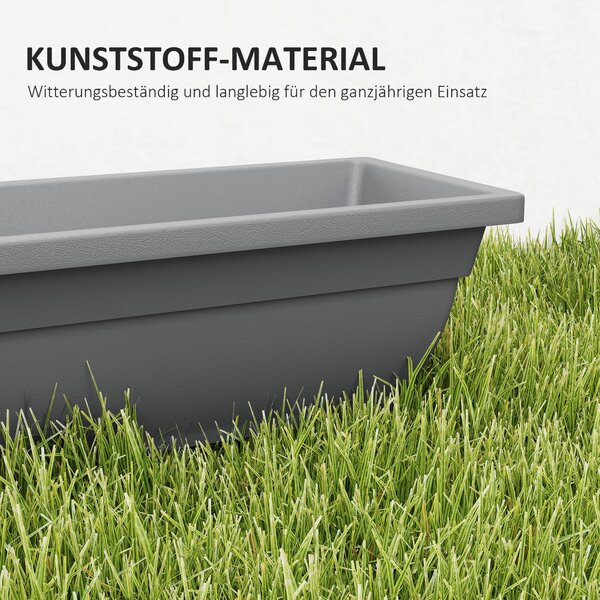 Sada plastových květináčů Outsunny 5 ks, 59 x 21 x 16 cm, stohovatelné květináče, odolné vůči povětrnostním podmínkám, květináče pro vnitřní i venkovn