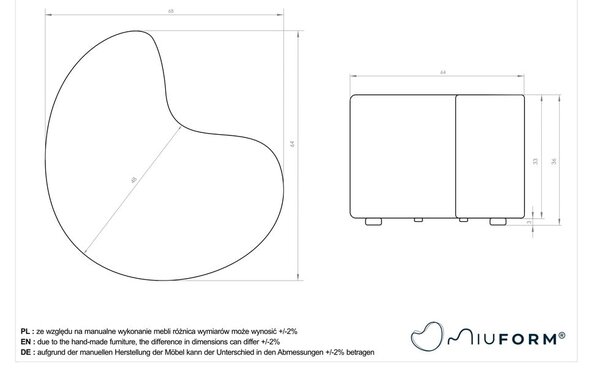 Šedý taburet z textilie bouclé Miuf – Miuform