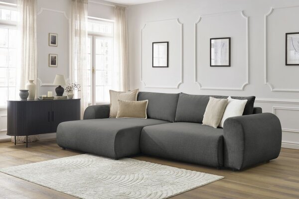 -25 % Dny MOMENTI– Bobochic Paris Šedá rozkládací pohovka Lucien 314 cm, levá