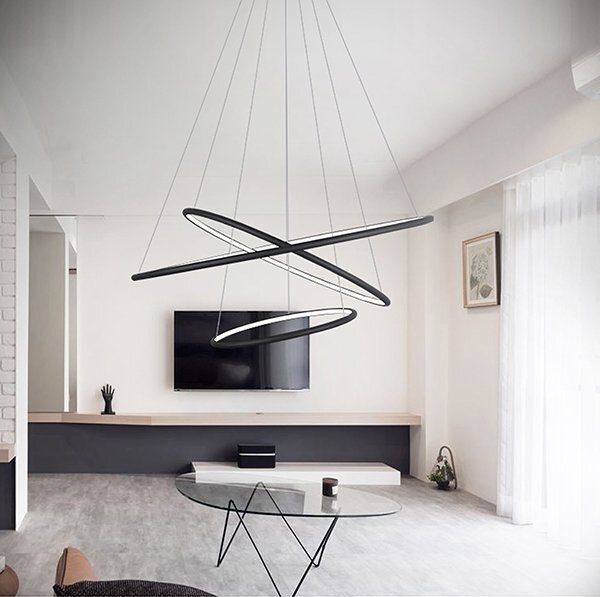 Altavola Design Ledowe Okręgi závěsné svítidlo 3x99 W černá LA075/P_80_in_4k_black