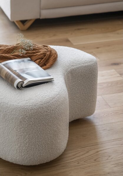 Bílý taburet z textilie bouclé Miuf – Miuform