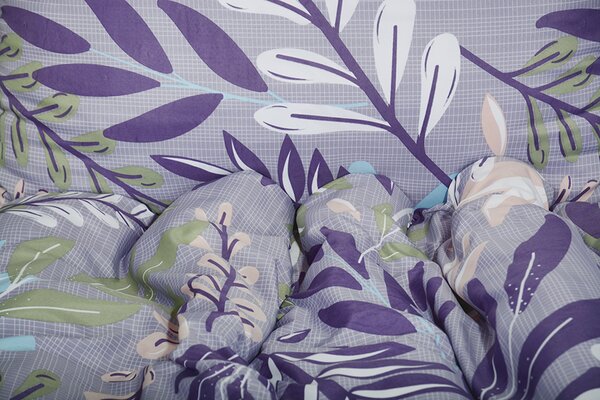 Povlecení z mikrovlákna prodloužené TARA lila 140x200 cm listy