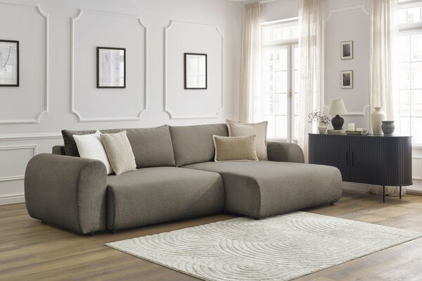 -25 % Dny MOMENTI– Bobochic Paris Hnědá rozkládací pohovka Lucien 314 cm, pravá