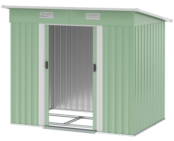 Zahradní kůlna Outsunny z kovu 2,3 m² 207 x 130 x 182 cm - pultová střecha, okno, skládací dveře, odolná kůlna do zahrady | Aosom