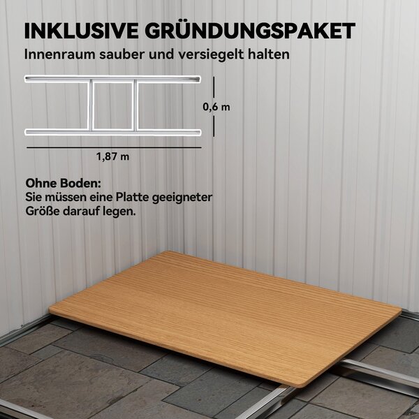 Zahradní kůlna Outsunny z kovu 2,3 m² 207 x 130 x 182 cm - pultová střecha, okno, skládací dveře, odolná kůlna do zahrady | Aosom