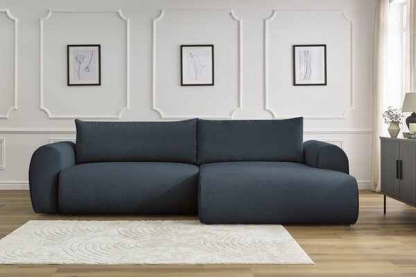 -25 % Dny MOMENTI– Bobochic Paris Tmavě modrá rozkládací pohovka Lucien 314 cm, pravá