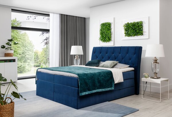 Eltap Čalouněná postel Mirabel s úložným prostorem Materiál a barva potahu: Mat Velvet 79 - tmavě modrá, Rozměr: 140x200