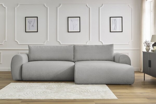 -25 % Dny MOMENTI– Bobochic Paris Světle šedá rozkládací pohovka Lucien 314 cm, pravá
