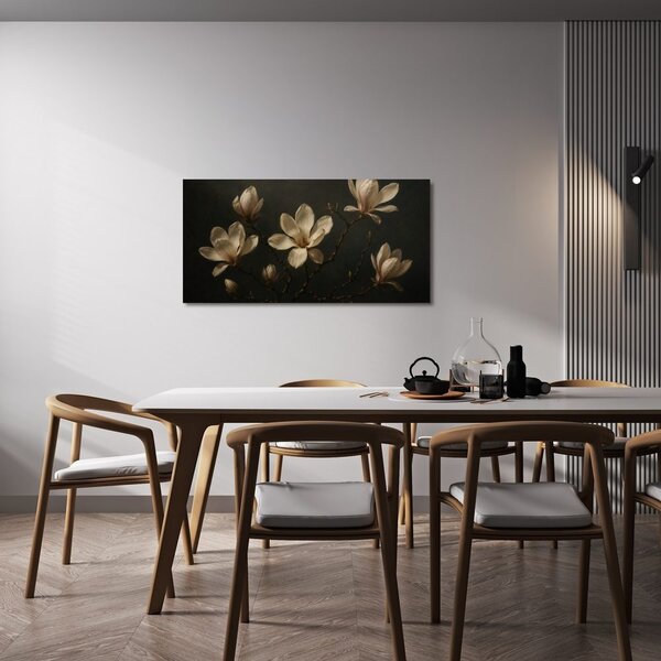 Obraz krémové květy magnolie nocí