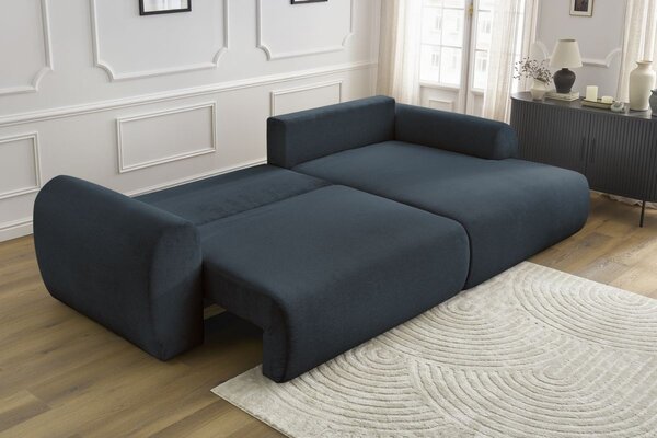 -25 % Dny MOMENTI– Bobochic Paris Tmavě modrá rozkládací pohovka Lucien 314 cm, pravá