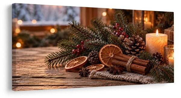 Obraz útulná adventní dekorace s šiškami