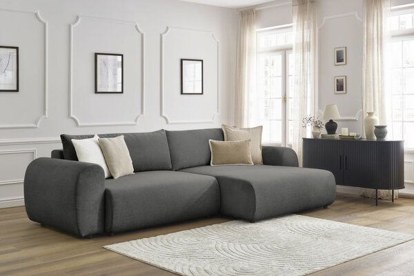-25 % Dny MOMENTI– Bobochic Paris Šedá rozkládací pohovka Lucien 314 cm, pravá