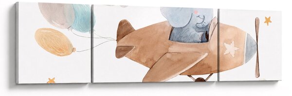 Obraz - Akvarelový slon v letadle (170x50 cm)