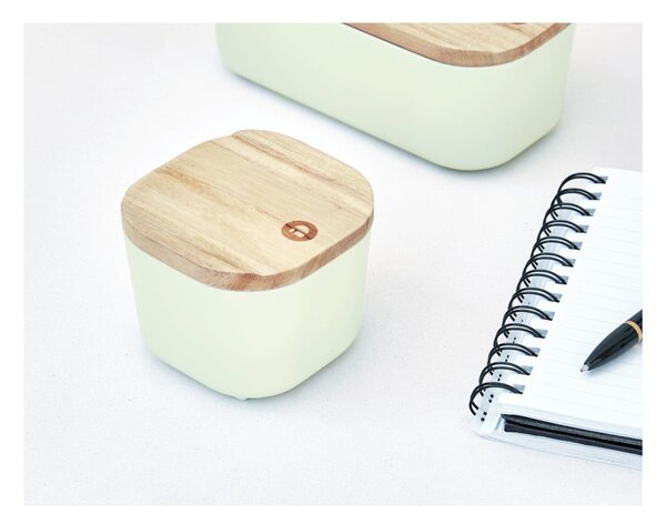 Bílý úložný box s víkem ze dřeva paulownia iDesign Eco, 9 x 9 cm