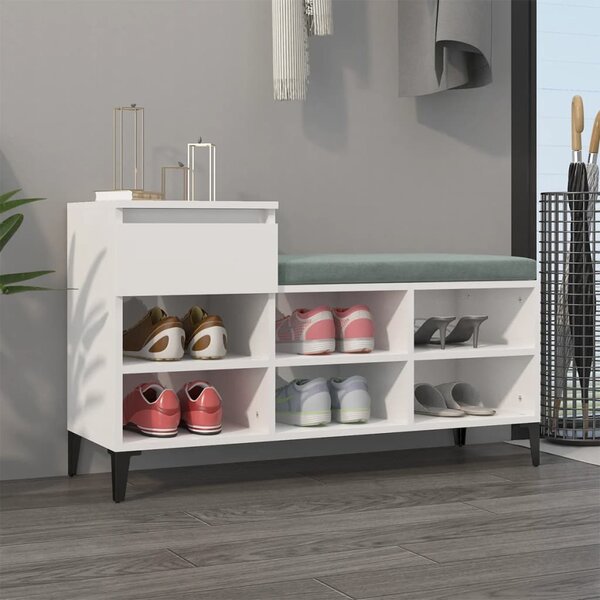Botník bílý s vysokým leskem 102x36x60 cm kompozitní dřevo