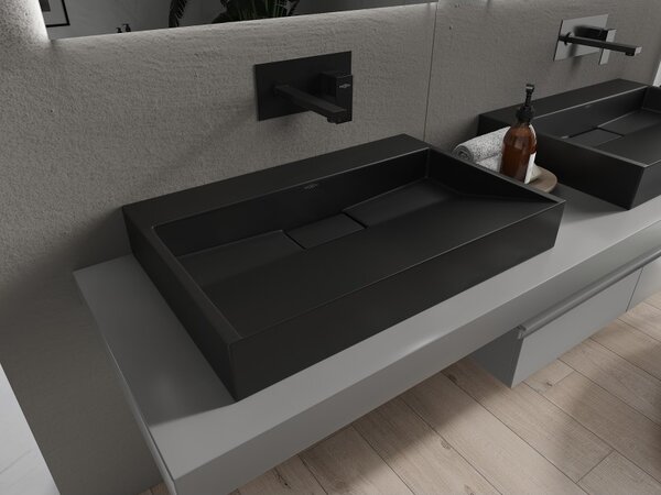 Mexen Ava umyvadlo na desku z konglomerátu B/O 70 x 46 cm, černá - 23017070