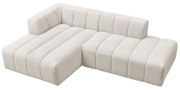 -25 % Dny MOMENTI– Bobochic Paris Bílá bouclé rohová pohovka Annecy 262 cm, levá