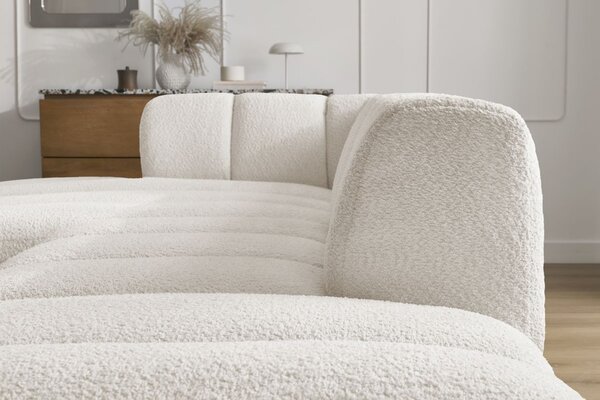 -25 % Dny MOMENTI– Bobochic Paris Bílá bouclé rohová pohovka Annecy 262 cm, levá