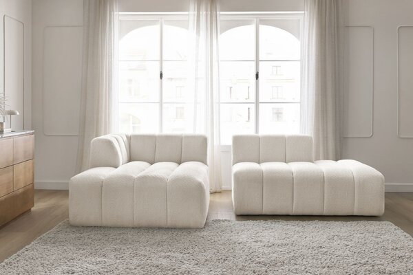 -25 % Dny MOMENTI– Bobochic Paris Bílá bouclé rohová pohovka Annecy 262 cm, levá