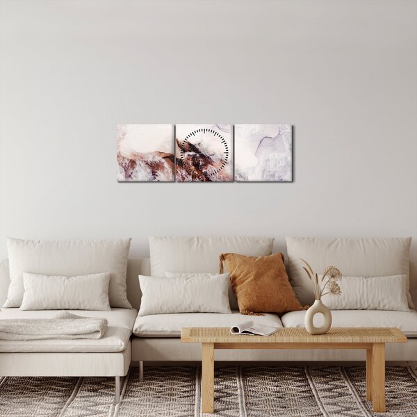 Obraz - Fialový mramor N⁰1 (s hodinami) (90x30 cm)