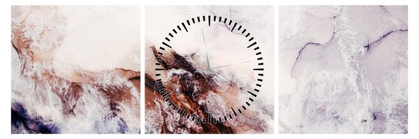 Obraz - Fialový mramor N⁰1 (s hodinami) (90x30 cm)