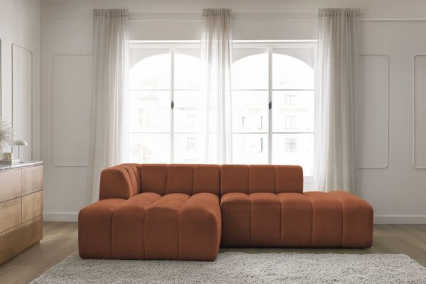 -25 % Dny MOMENTI– Bobochic Paris Terakotově oranžová bouclé rohová pohovka Annecy 262 cm, levá
