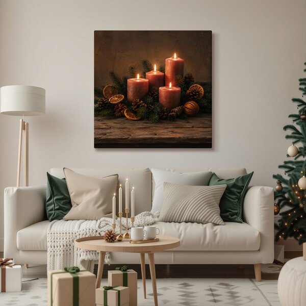Obraz hřejivá adventní dekorace se svíčkami