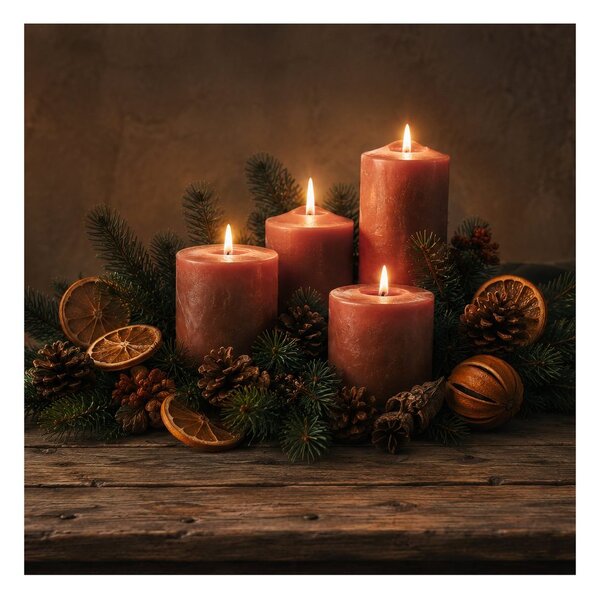 Obraz hřejivá adventní dekorace se svíčkami