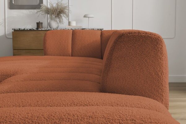 -25 % Dny MOMENTI– Bobochic Paris Terakotově oranžová bouclé rohová pohovka Annecy 262 cm, levá