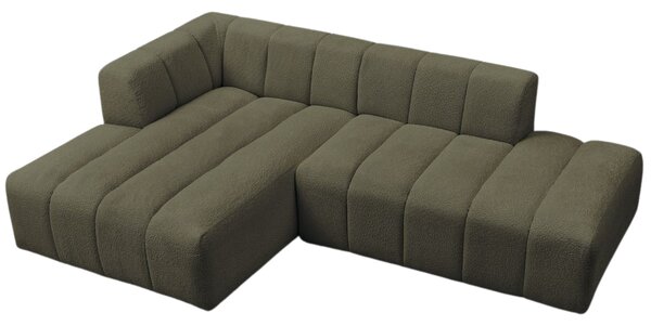 -25 % Dny MOMENTI– Bobochic Paris Zelená bouclé rohová pohovka Annecy 262 cm, levá