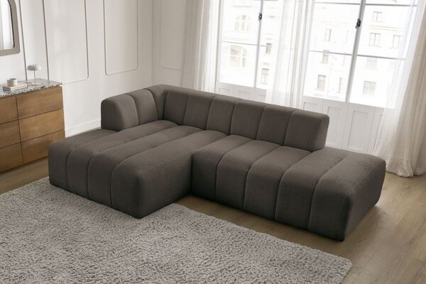 -25 % Dny MOMENTI– Bobochic Paris Hnědá bouclé rohová pohovka Annecy 262 cm, levá