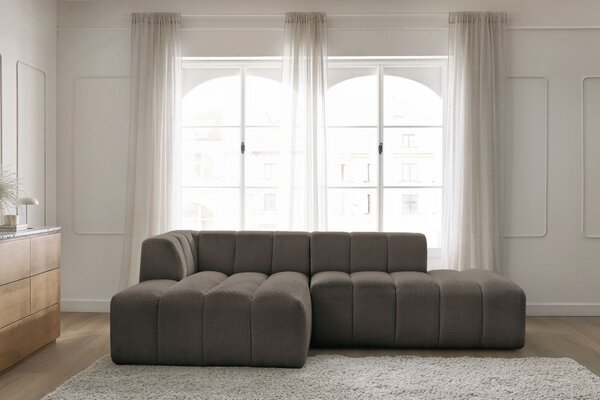 -25 % Dny MOMENTI– Bobochic Paris Hnědá bouclé rohová pohovka Annecy 262 cm, levá