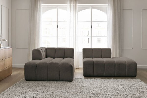 -25 % Dny MOMENTI– Bobochic Paris Hnědá bouclé rohová pohovka Annecy 262 cm, levá